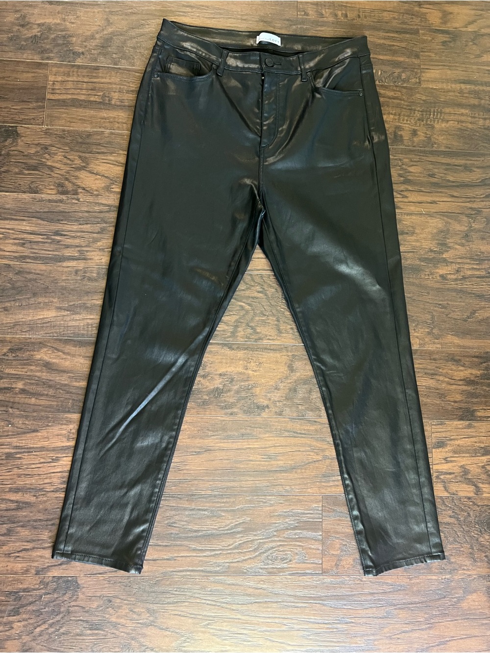 LOFT Black Faux Leather The Skinny Pants Size 10
